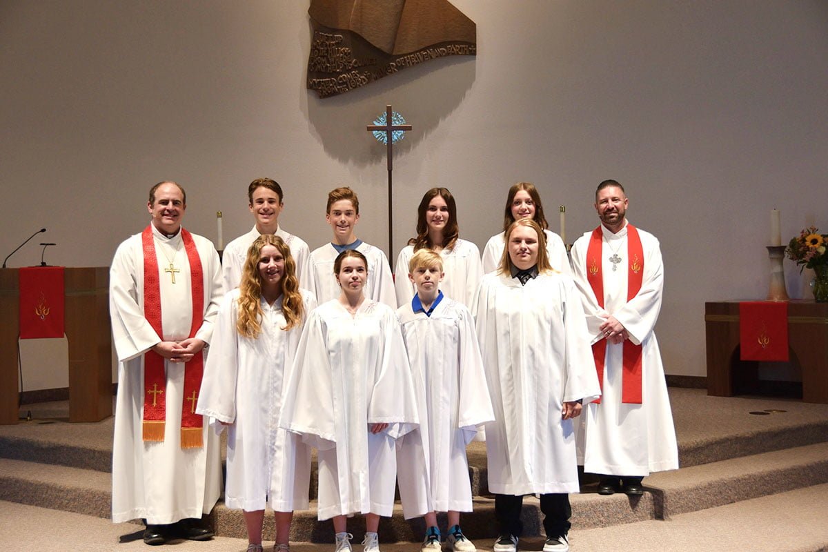 Pastor Mark and Pastor Jeremy with Confirmation Class graduates