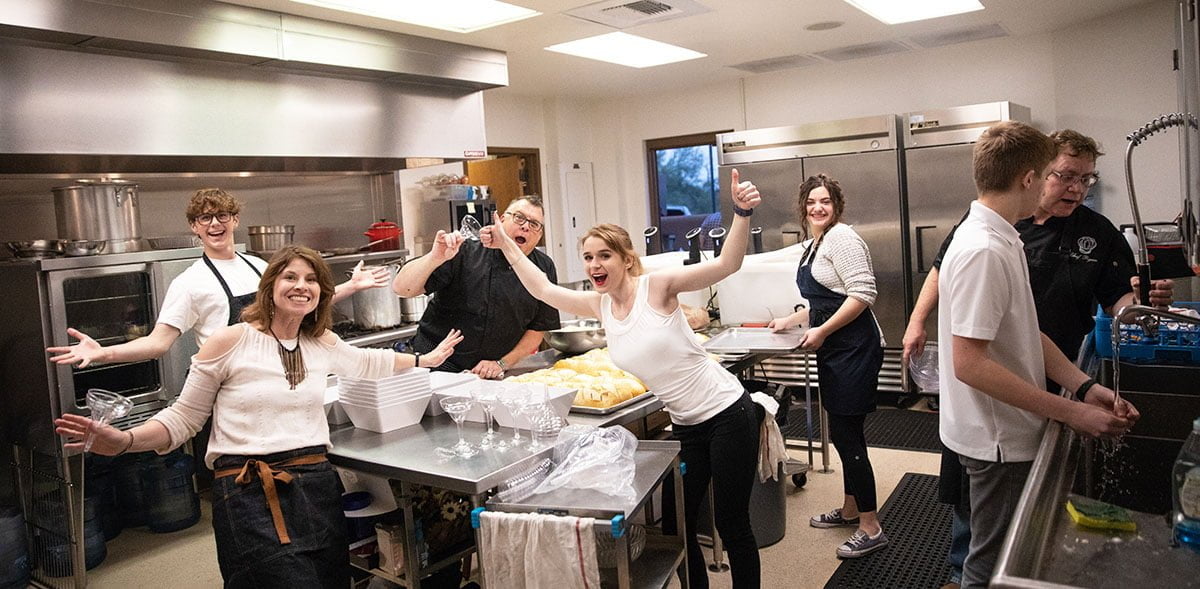 DFLC Life Group volunteering in kitchen